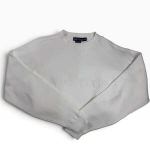 Nautica Tonal Spellout Crewneck Sweatshirt Men’s M White 100% Cotton